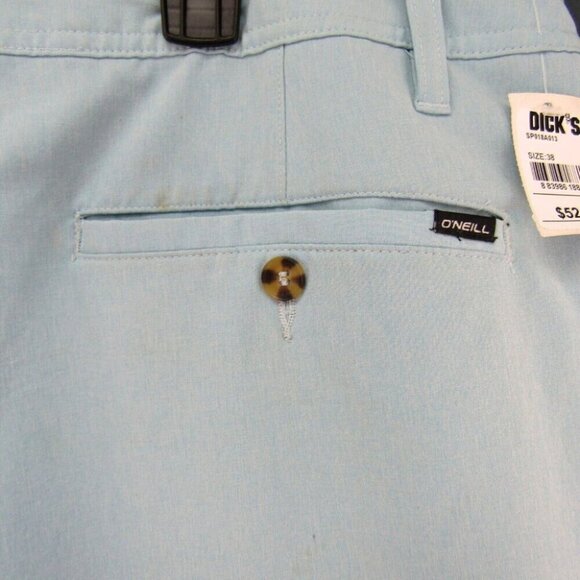O'Neill Hybrid Light Blue Shorts Mens Size 38 Zip Pocket New Flaws Read - Picture 5 of 12